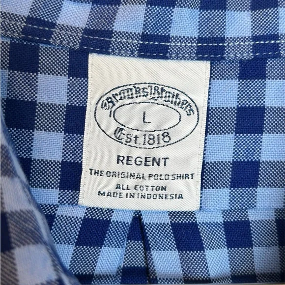 Brooks Brothers EST 1818 Regent Fit Blue Plaid Button Down Size Large - Picture 4 of 4